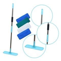 Yui Mikrofiber Teleskopik Spin Mop 4'lü Set Kuru Bez Islak Bez Ve Duvar Bez (YUI TÜRKİYE GARANTİLİ)