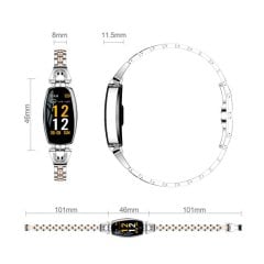 Yui H8 46mm Metal Taşlı Akıllı Bileklik Siyah