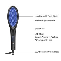 Yui DHS2021 Led Göstergeli İyonik Saç Düzleştirici Tarak