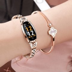 Yui H8 46mm Metal Taşlı Akıllı Bileklik Siyah