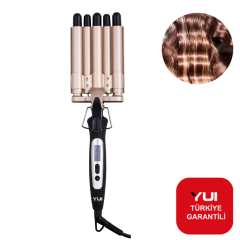 Yui KB55 Led Göstergeli Seramik Plaka 19mm Su Dalgası Wag Saç Maşası(Yui Türkiye Garantili)