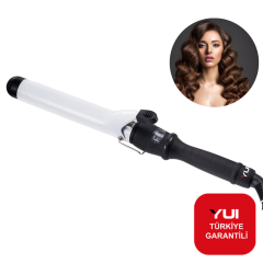 Yui KB56 Profesyonel Seramik Plaka Led Ekran 38mm Saç Şekillendirici Maşa(Yui Türkiye Garantili) Beyaz