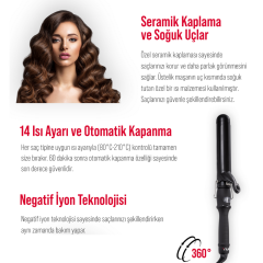 Yui KB56 Profesyonel Seramik Plaka Led Ekran 38mm Saç Şekillendirici Maşa(Yui Türkiye Garantili) Beyaz