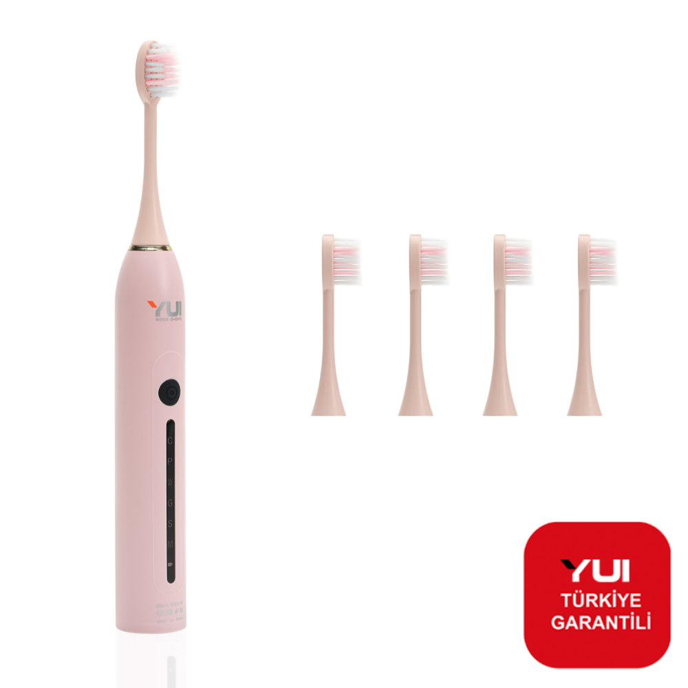 Yui X7 Sonic Titreşimli Şarjlı Diş Fırçası+4 Başlık Pembe