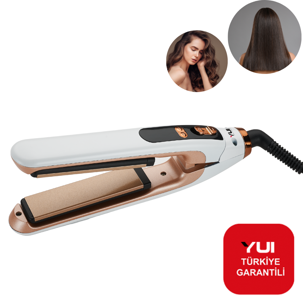 Yui KB2006 Seramik Plaka Led Ekran Mini Saç Düzleştirici ve Şekillendirici Maşa(Yui Türkiye Garantili) Beyaz